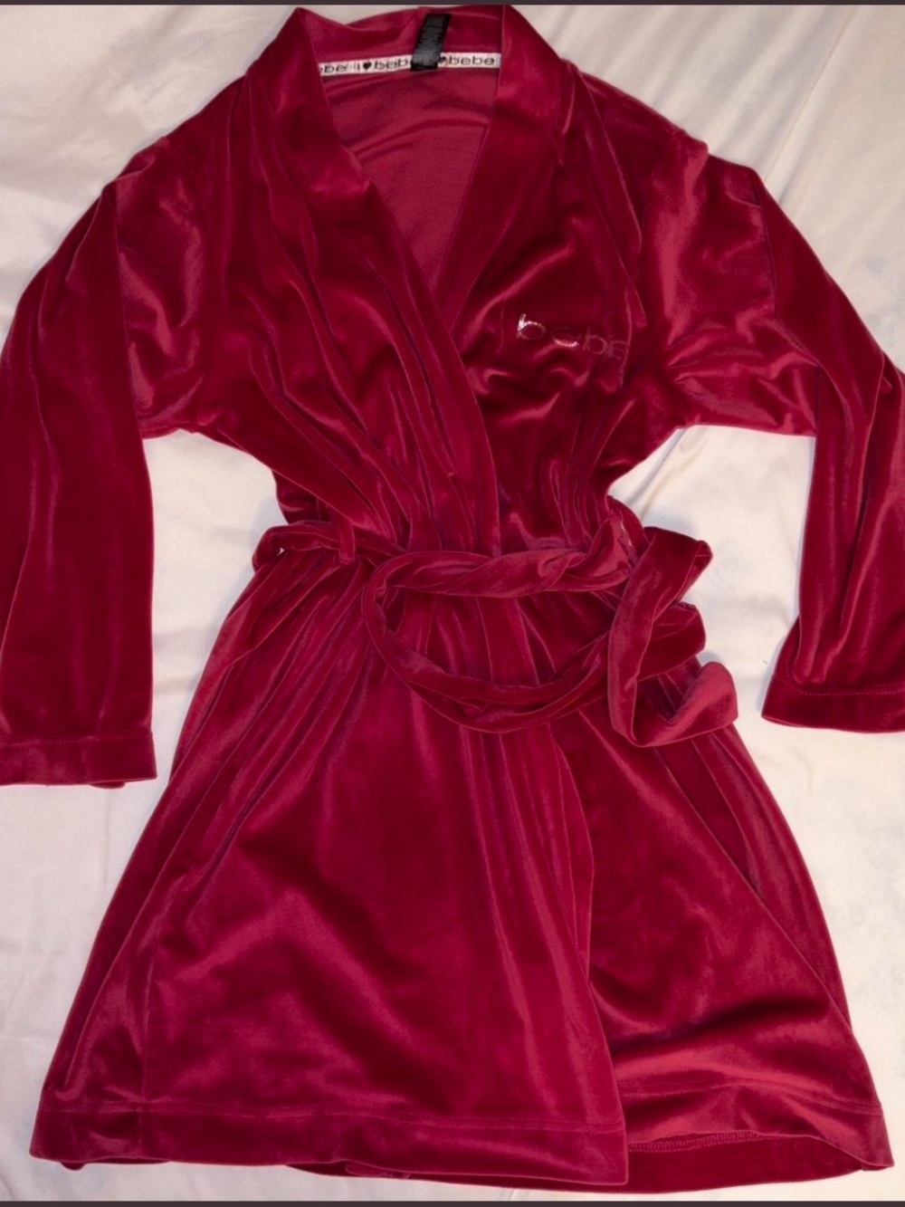 BEBE Pink Velour Robe - Picture 3 of 5